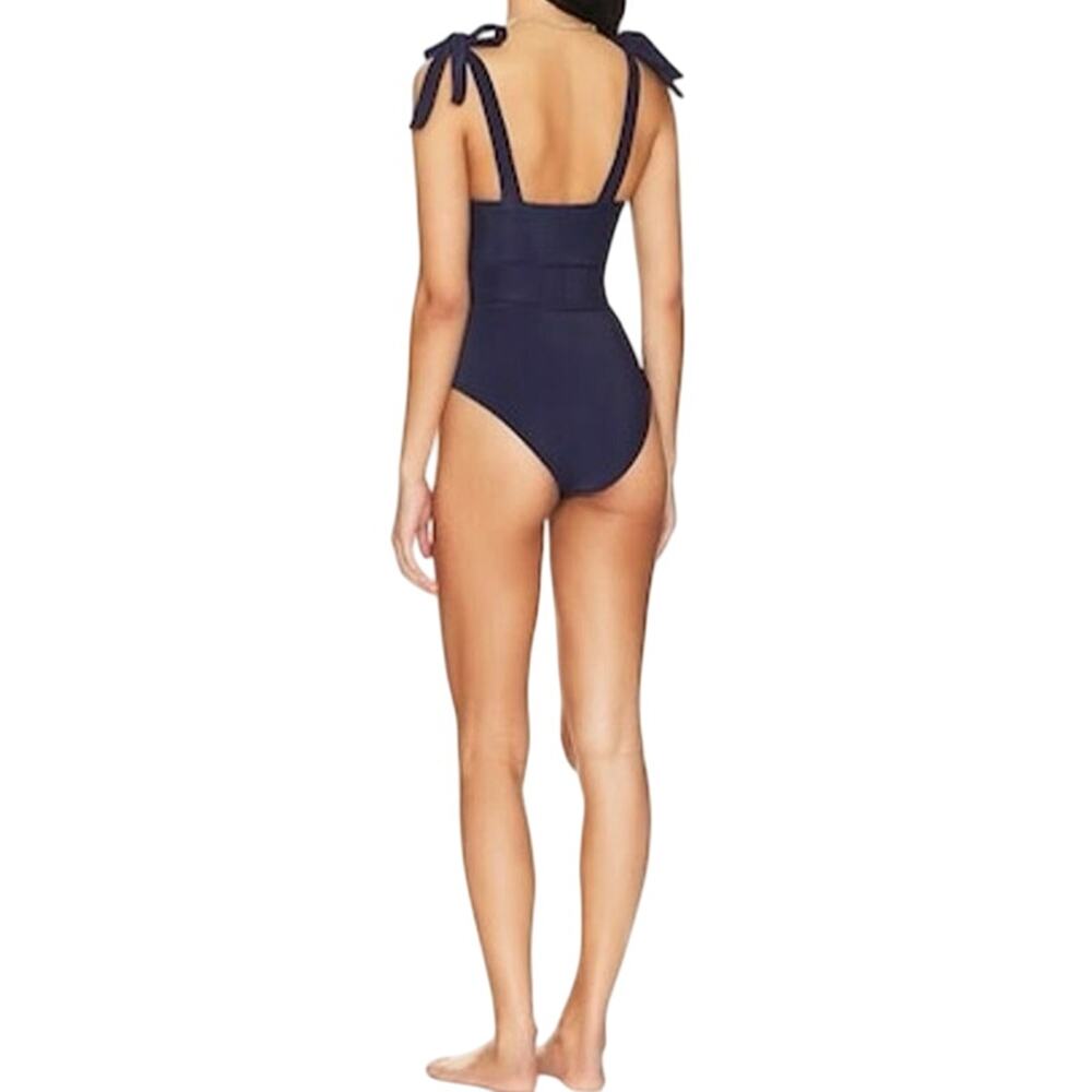 Beach Riot Navy Blue One-Piece Swimsuit with Tie Shoulders - Picture 6 of 12